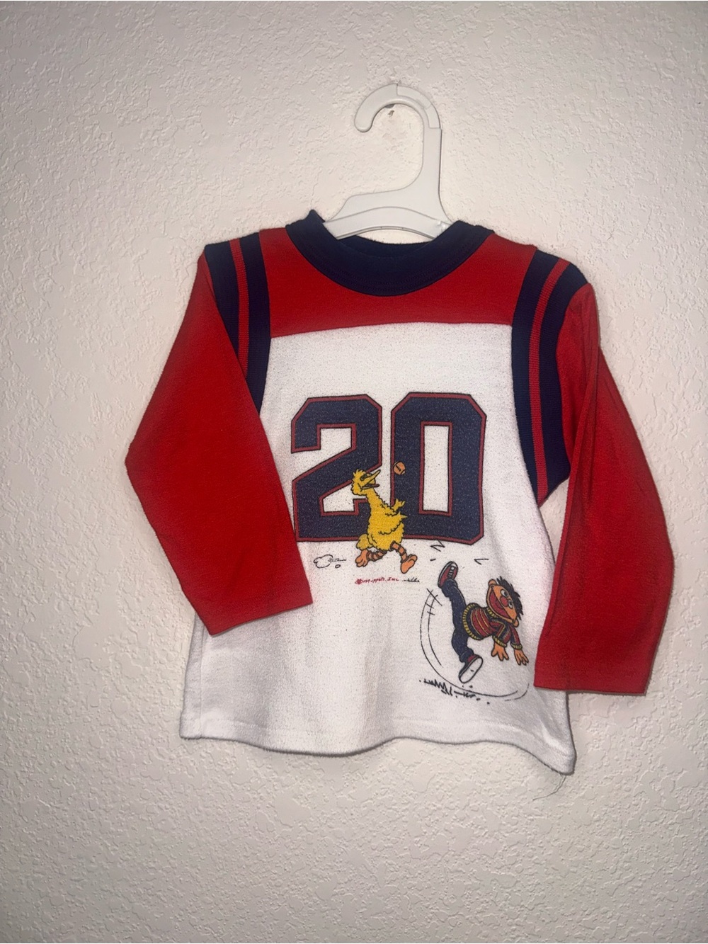 Vintage Sesame Street Big Bird and Ernie Football Graphic Top